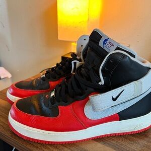 Nike Air Force 1 High in Red, Black, and White